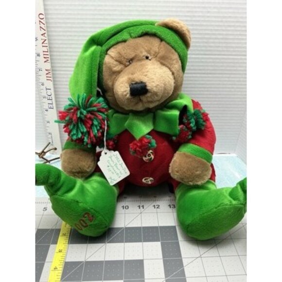 Hallmark DAN DEE 2002 BROWN BEAR ELF Christmas PLUSH Stuffed Animal TOY - Picture 1 of 9